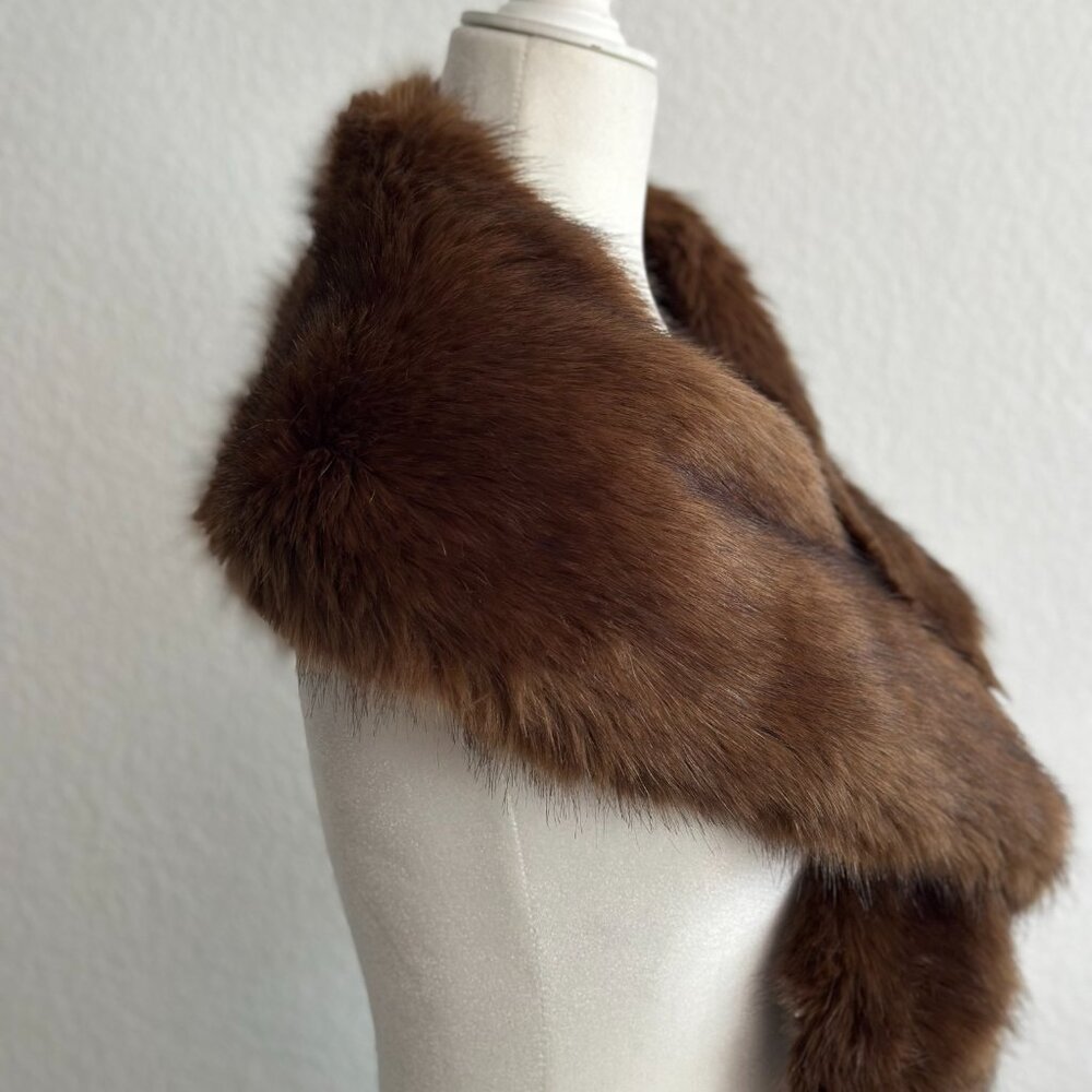ZARA Accessories Brown Faux Fur Shawl Wrap Scarf - Picture 6 of 8